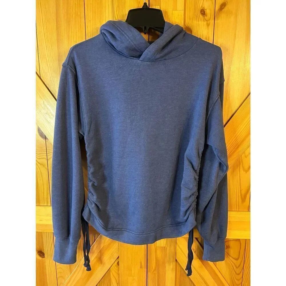 Aerie Womens Long Sleeve Hooded Sweatshirt Periwinkle Side Ruched Size XS (5301)